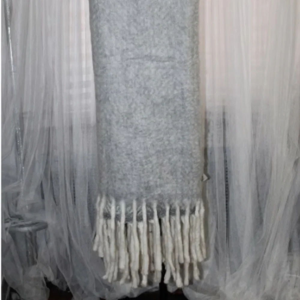 West Elm Brushed Plaid Faux Mohair Throw. Sz. 50